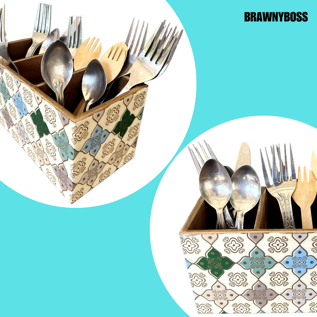 Multi- Purpose Stand/Cutlery Holder (Blue Green)
