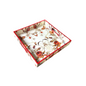 Cream Red Floral Serving Tray (12X12 inches)