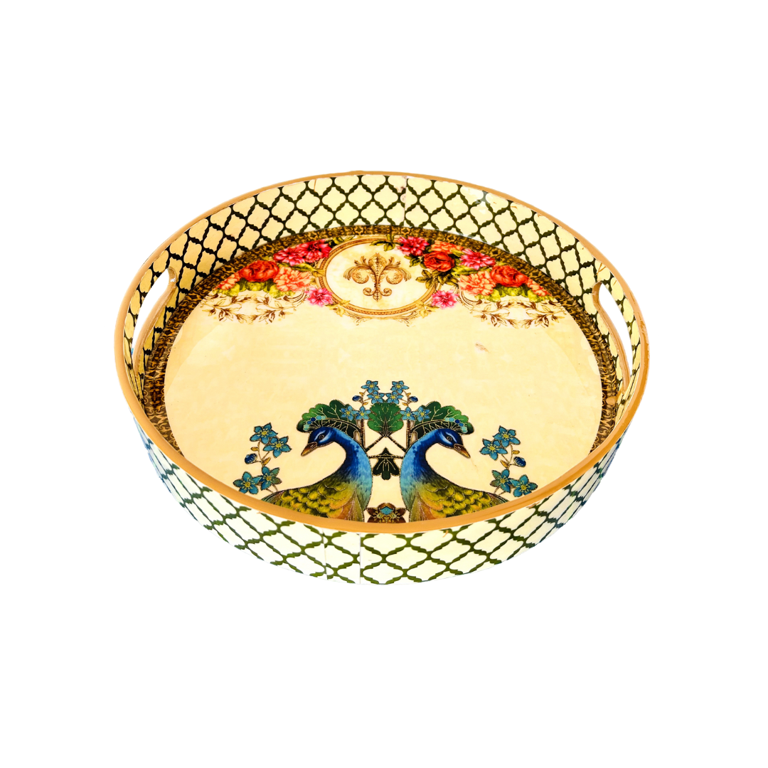 Premium Wooden Tray- Peacock (12x12 inches)