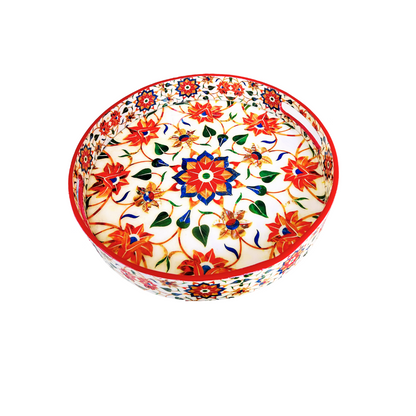 Premium Wooden Tray- Red Floral (10x10 inches)