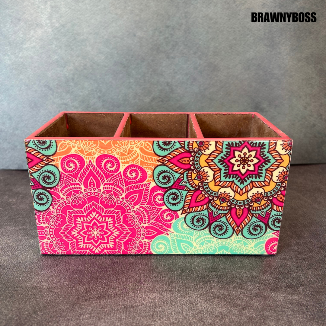 Multi-Purpose Holder/Cutlery Holder ( Pink Mandala)