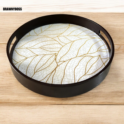 Leaf Texture Wooden Serving Tray (12 inches)