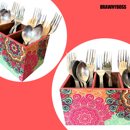 Multi-Purpose Holder/Cutlery Holder ( Pink Mandala)