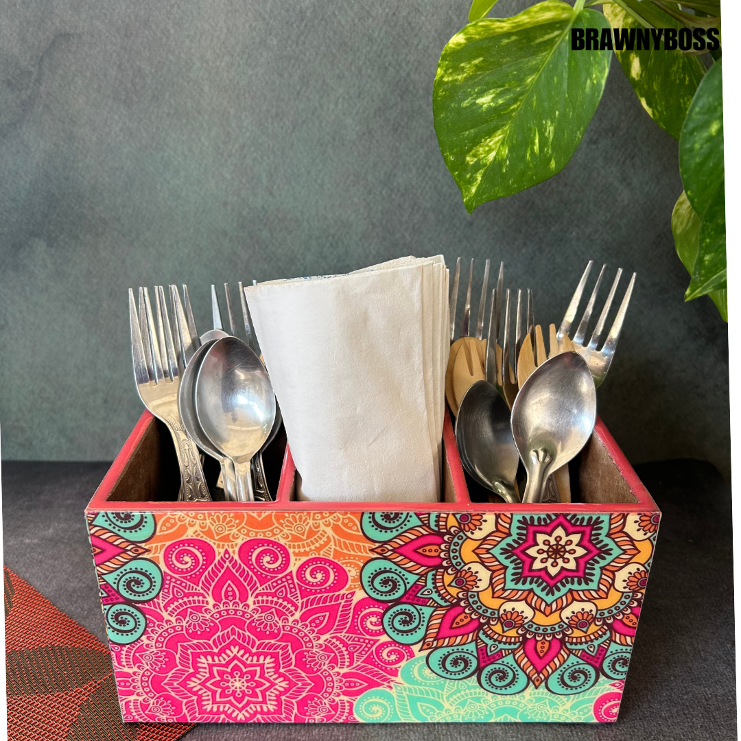 Multi-Purpose Holder/Cutlery Holder ( Pink Mandala)