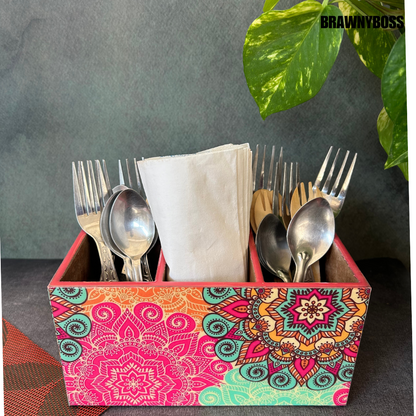 Multi-Purpose Holder/Cutlery Holder ( Pink Mandala)