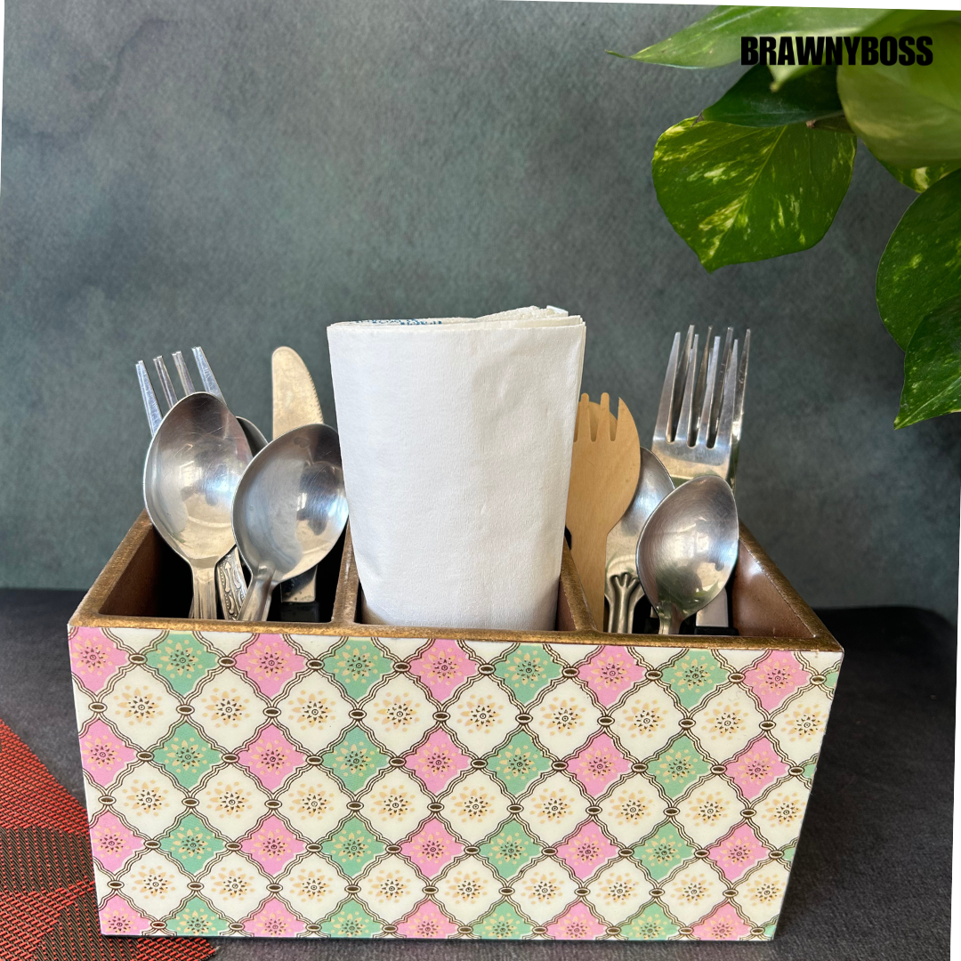 Multi-Purpose Holder/Cutlery Holder (Green Pink)