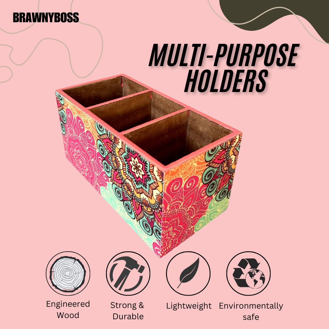 Multi-Purpose Holder/Cutlery Holder ( Pink Mandala)