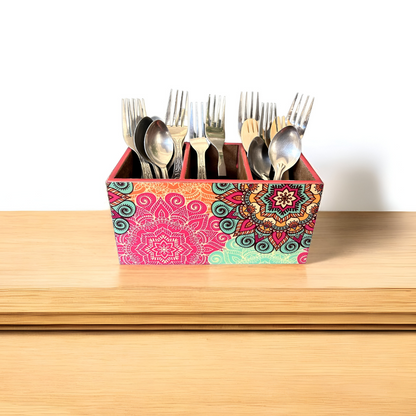 Multi-Purpose Holder/Cutlery Holder ( Pink Mandala)